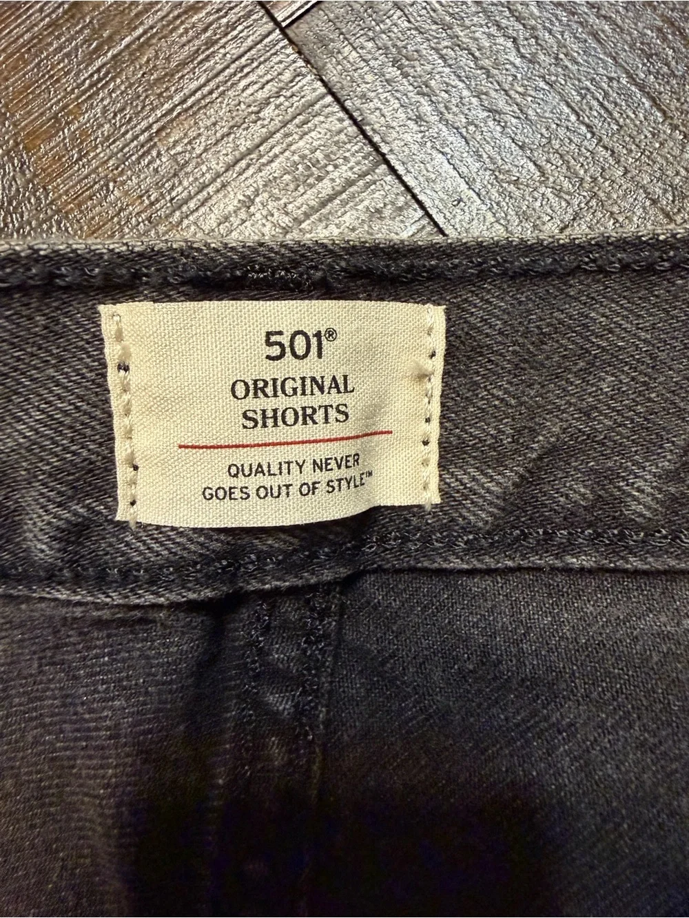 Levi's Charcoal Black Button-Fly Frayed Hem Jean Shorts